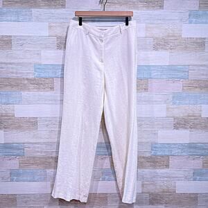 LAFAYETTE 148 100% Linen Gates Pants Ivory/Cream Dress Career Work Womens US 12
